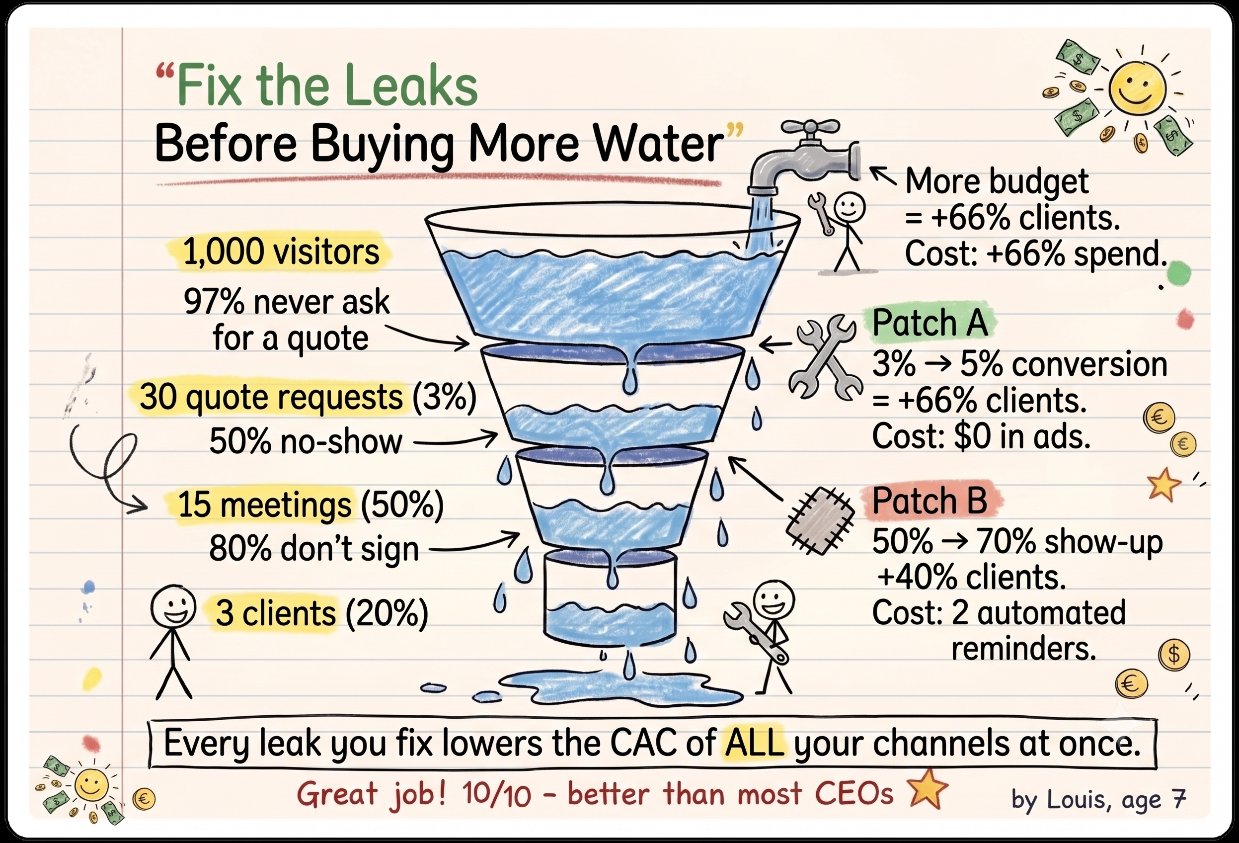 Fix the leaks before buying more water
